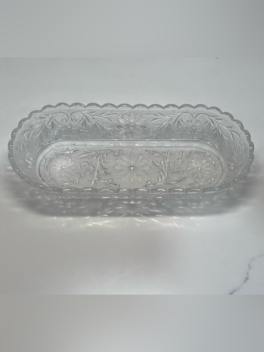 Vintage Indiana Glass Company Sandwich Pattern Oblong Celery Dish 10 X 5